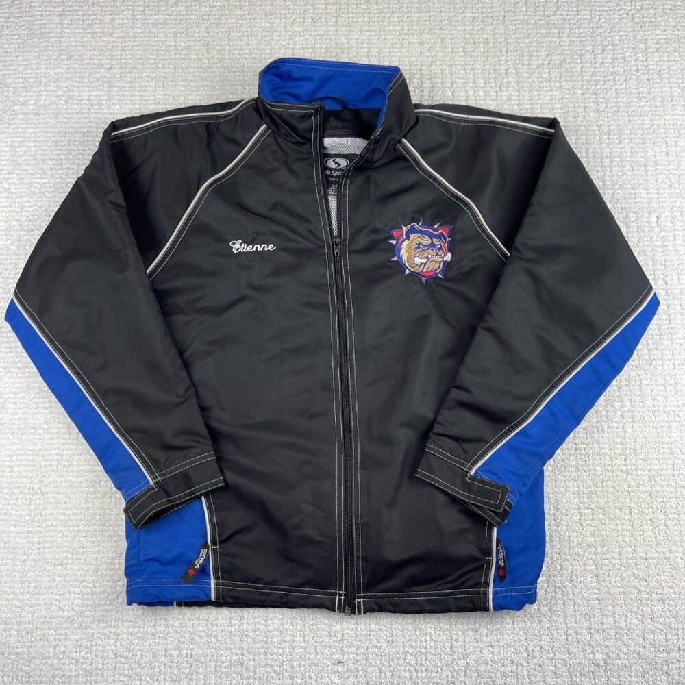 VINTAGE Y2K Hamilton Bulldogs Blue Jacket Youth Sz L (Men S) Name, read**
